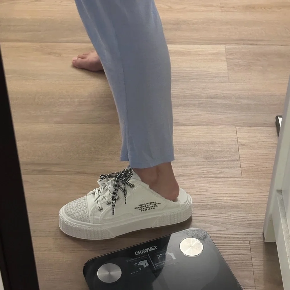 NIB! NEW! Marc Jacobs The Sneaker Mule Platformed w/Patterned Laces Women Cream